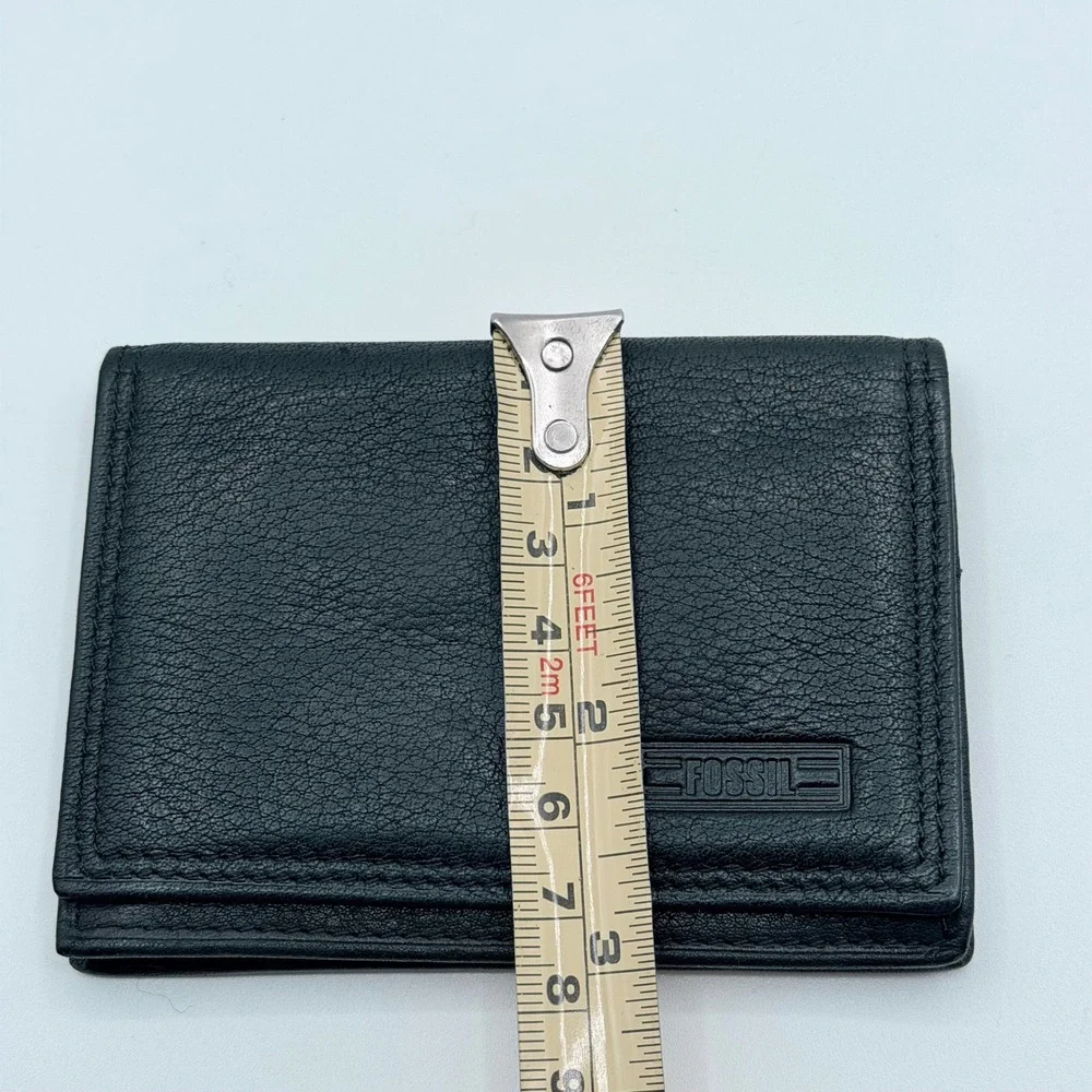 Fossil Black Leather Bifold Wallet Classic Minimalist Heritage EDC Dad Core